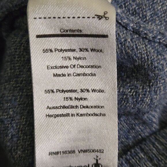 Smartwool 1/2 Zip Base Layer Sweater Blue Heather Wool Blend Size L - Picture 6 of 7